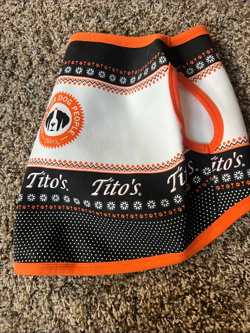 Tito's Orange & Black Dog sweater Medium